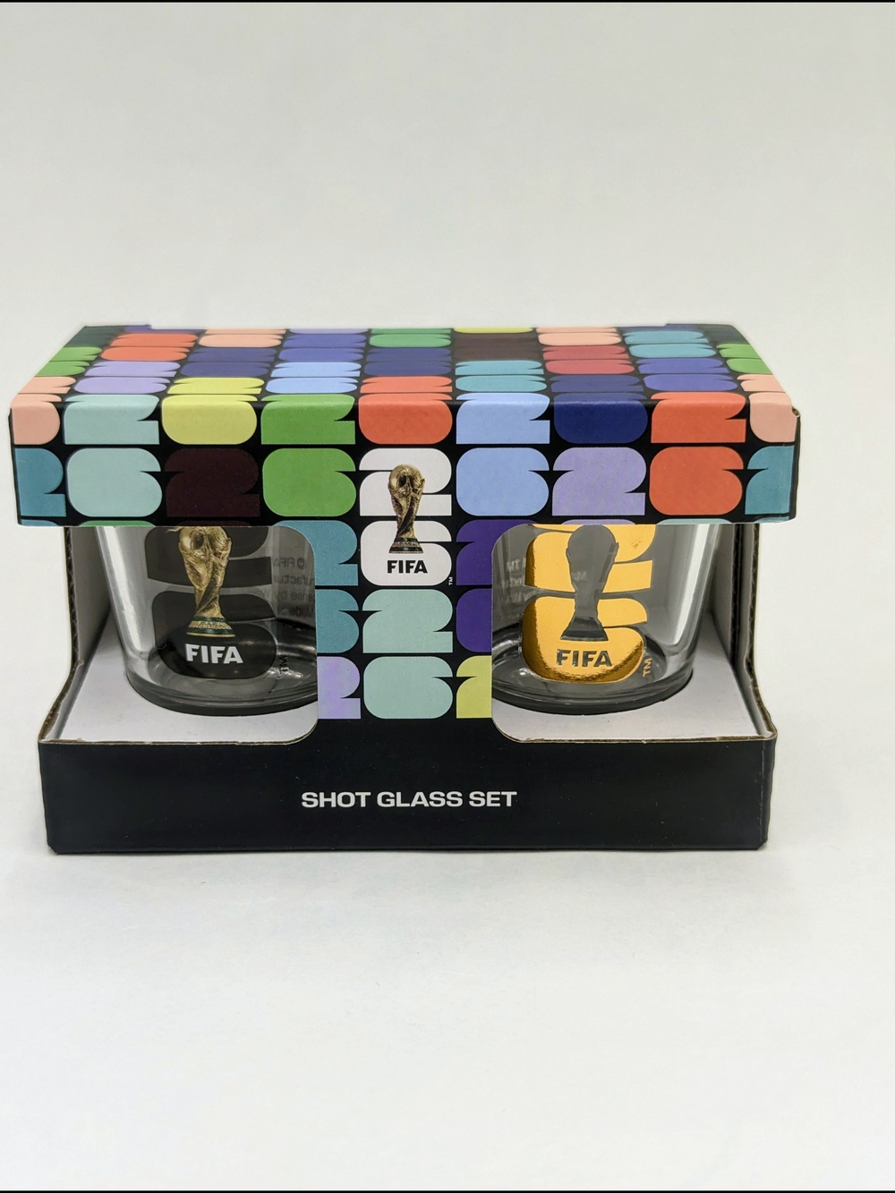 FIFA WORLD CUP 2026 2 OZ LOGO SHOT GLASS 2 PACK OFFICIALLY LICENSED *NEW*